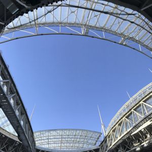 Interior of the stadium with the mobile cover